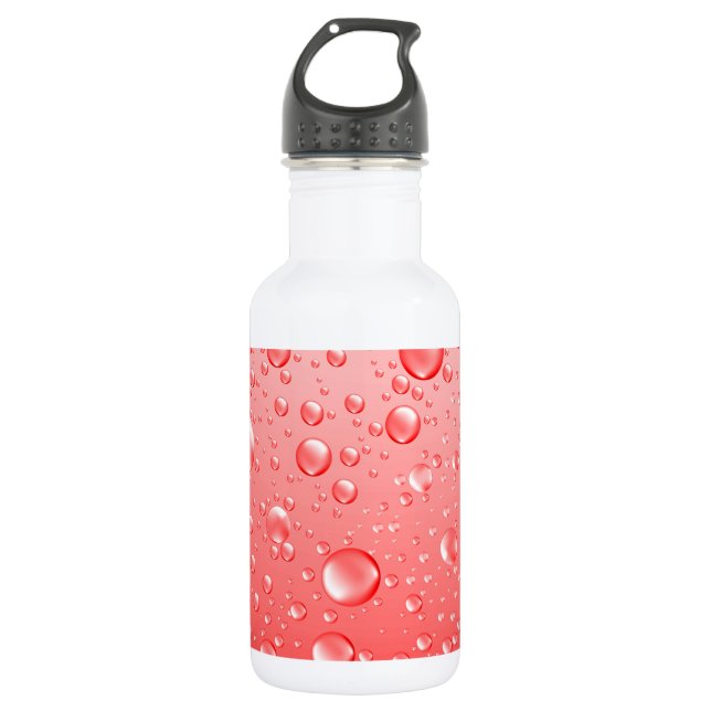 Red Water Droplets Stainless Steel Water Bottle (Front)