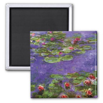 Red Water Lilies By Claude Monet Magnet by monetart at Zazzle