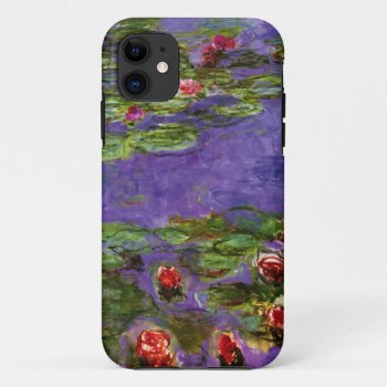 Red Water Lilies Claude Monet Fine Art Iphone 11 Case by monet_paintings at Zazzle