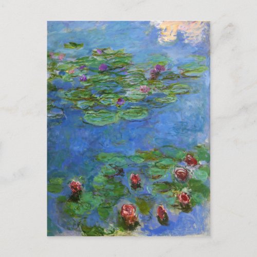 Red Water Lilies Claude Monet Postcard
