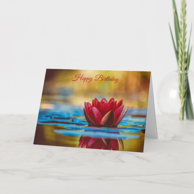 Red Water Lily - Happy Birthday Card (Front)