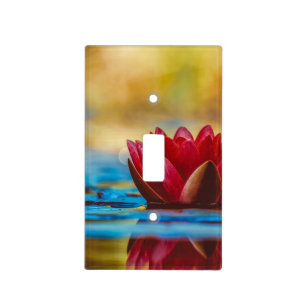 Red Water Lily Light Switch Cover