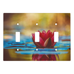Red Water Lily Light Switch Cover