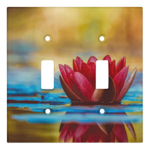 Red Water Lily Light Switch Cover