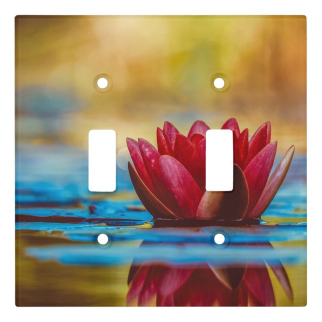 Red Water Lily Light Switch Cover (Front)