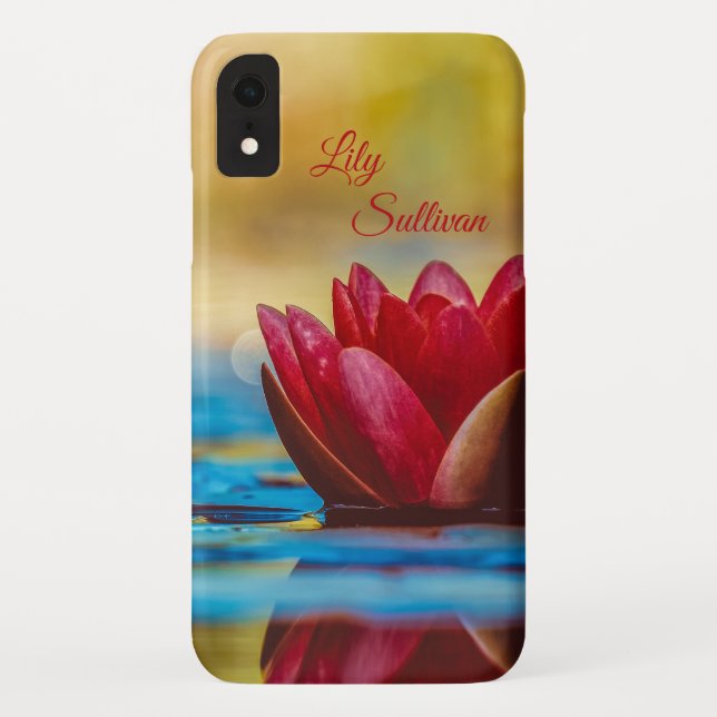 Red Water Lily *Personalize* Case-Mate iPhone Case (Back)