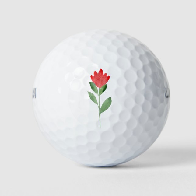 Red Watercolor Abstract Flower Golf Balls (Front)