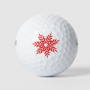 Red Watercolor Abstract Snowflake Golf Balls