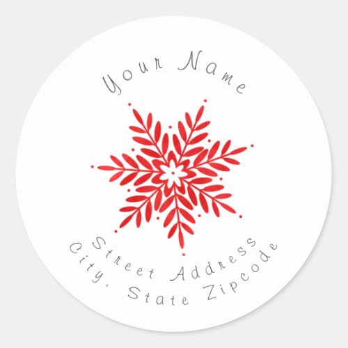 Red Watercolor Abstract Snowflake  Labels