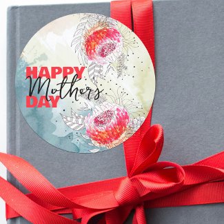 Red Watercolor and Black Ink Florals Mother's Day