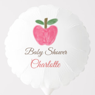 Red Watercolor apple baby shower add name title Balloon