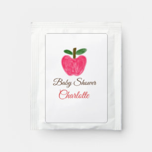 Red Watercolor apple baby shower add name title Tea Bag Drink Mix