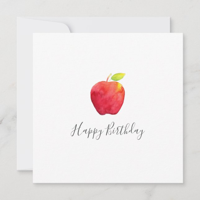 Red Watercolor Apple  Card (Front)