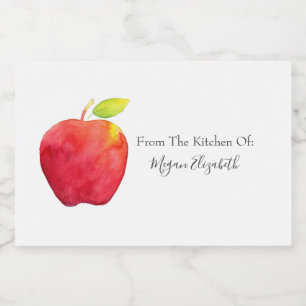 Red Watercolor Apple Food Label