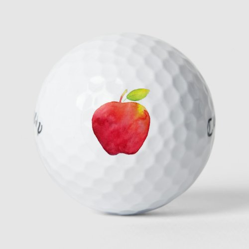 Red Watercolor Apple Golf Balls
