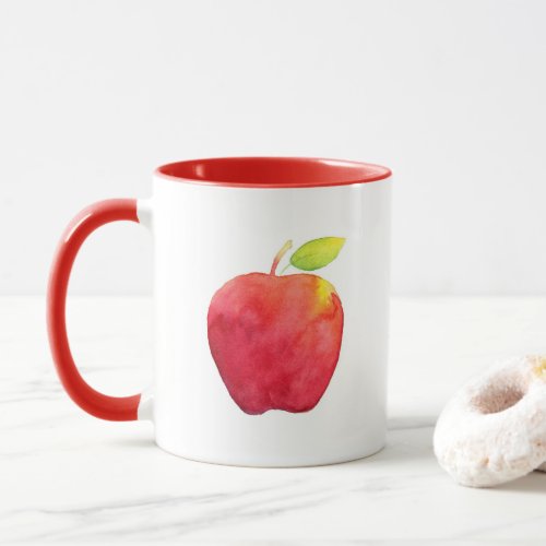 Red Watercolor Apple Mug