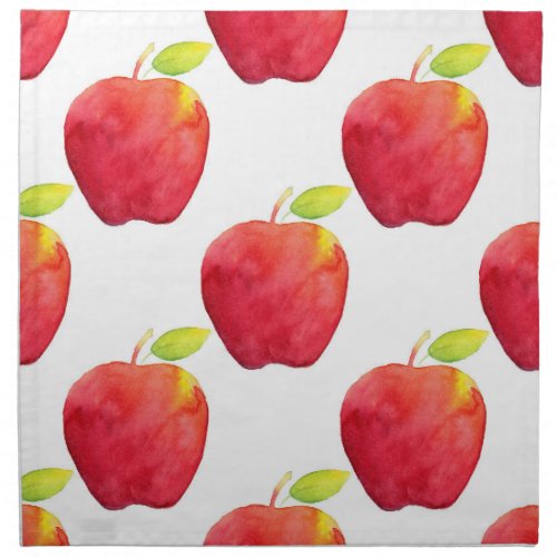 Red Watercolor Apple Pattern Cloth Napkin