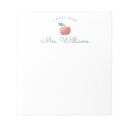 Red Watercolor Apple Teacher Notepad
