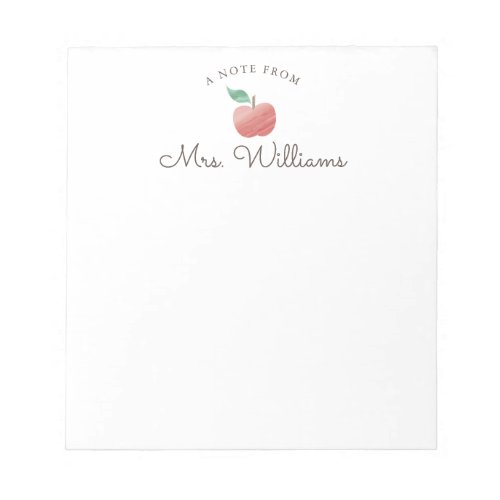 Red Watercolor Apple Teacher Notepad