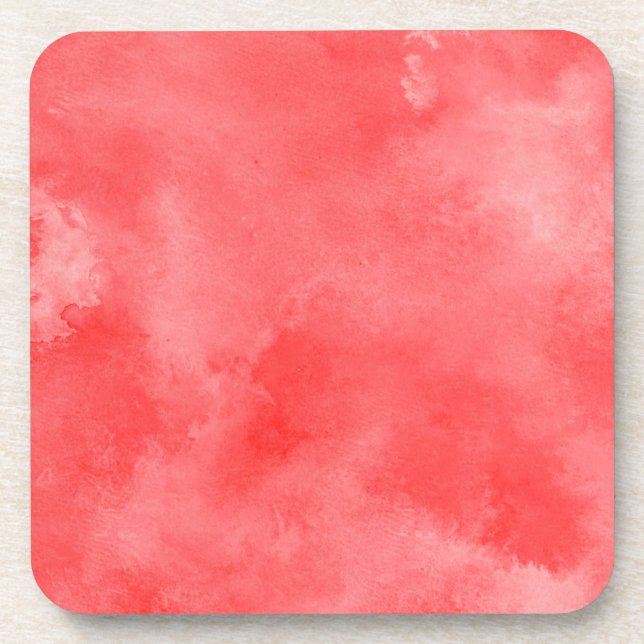 Red Watercolor, Artistic Accent  Beverage Coaster (Front)