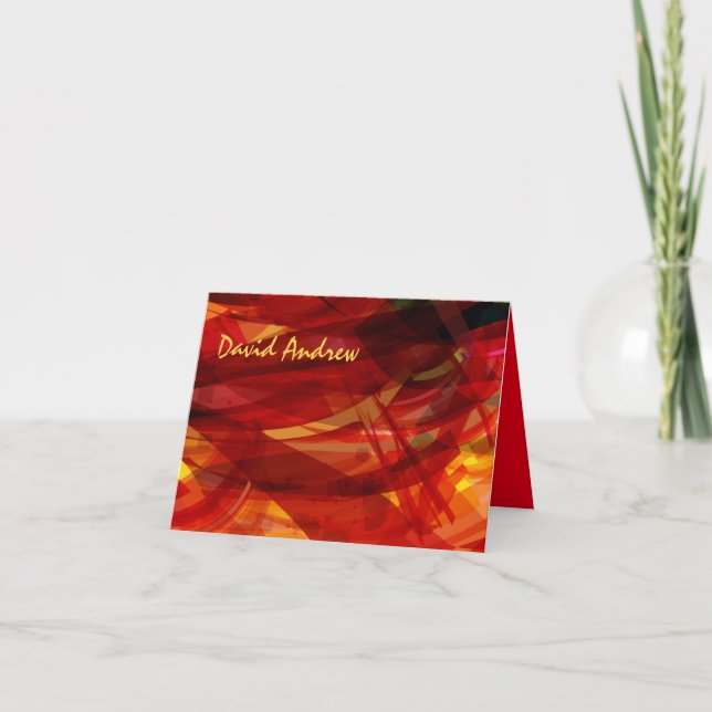 Red watercolor Bat Bar Mitzvah Thank You Card (Front)