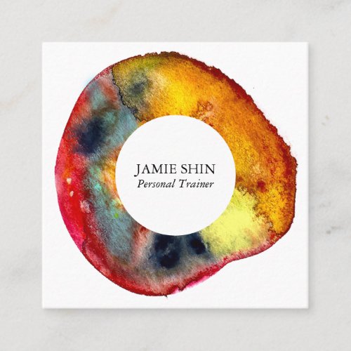 Red Watercolor Blob textured Square Business Card