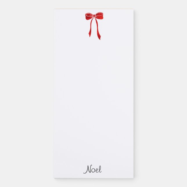 Red Watercolor Bow Magnetic Notepad (Front)