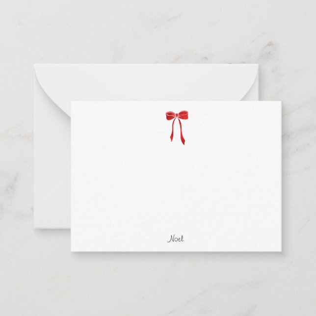 Red Watercolor Bow Note Card (Front)