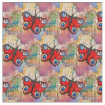 Red Watercolor Butterflies Pattern Vintage Cute Fabric