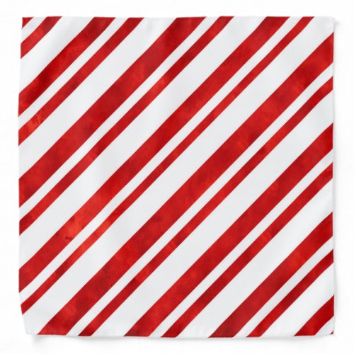 Red Watercolor Candy Cane Stripes Bandana