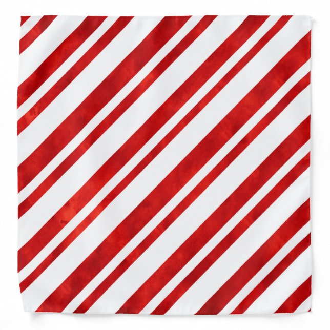 Red Watercolor Candy Cane Stripes Bandana (Front)