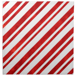 Red Watercolor Candy Cane Stripes Cloth Napkin