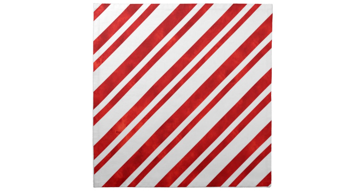 Red Watercolor Candy Cane Stripes Cloth Napkin Zazzle Com