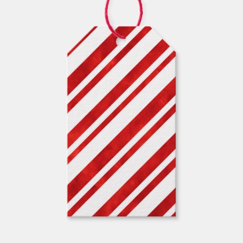 Red Watercolor Candy Cane Stripes Gift Tags