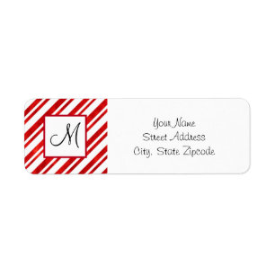 Red Watercolor Candy Cane Stripes Label