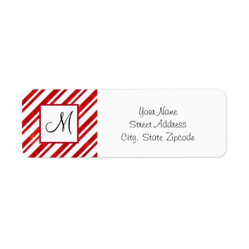 Red Watercolor Candy Cane Stripes Label