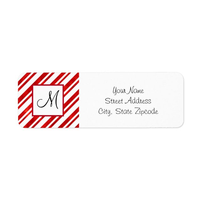 Red Watercolor Candy Cane Stripes Label (Front)