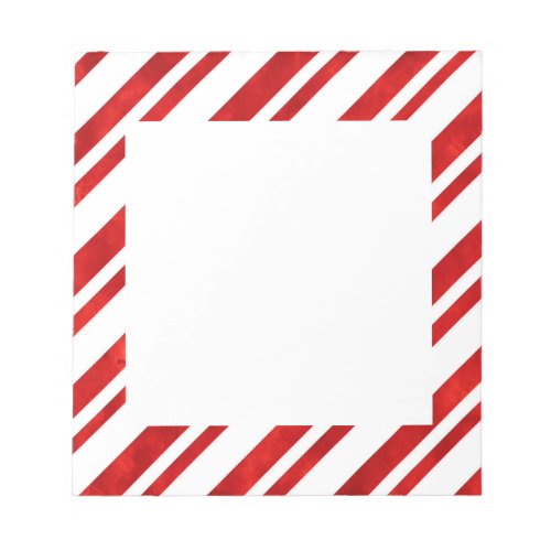 Red Watercolor Candy Cane Stripes Notepad