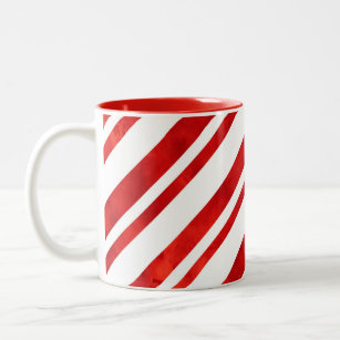 Candy Cane Coffee Mugs, Set of Two