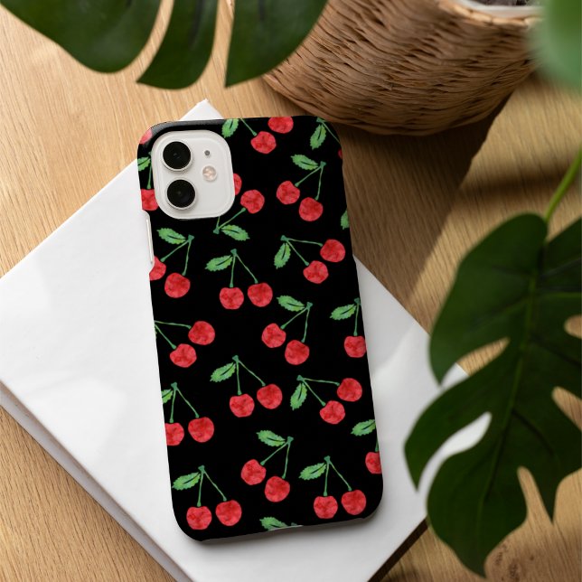 Red Watercolor Cherry Fruit Pattern Case-Mate iPhone Case (Creator Uploaded)