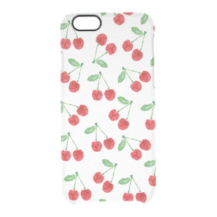 Red Watercolor Cherry Pattern Clear Clear iPhone 6/6S Case