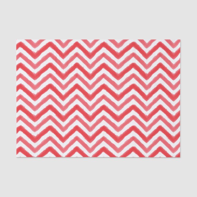 Red Watercolor Chevron Tissue Paper (Front)