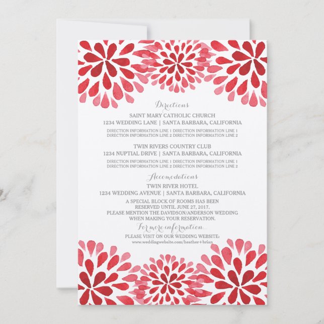 Red Watercolor Chrysanthemum Information Card (Front)