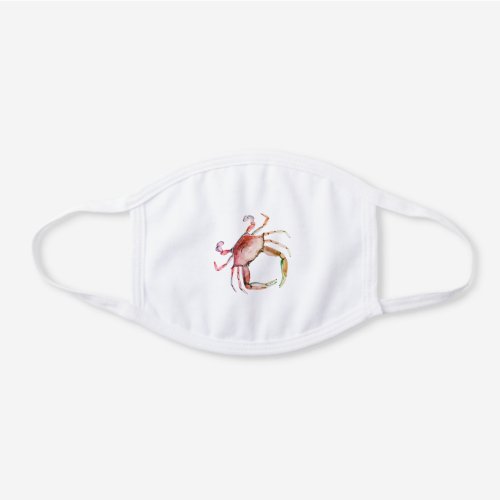 Red Watercolor Crab Illustration White Cotton Face Mask