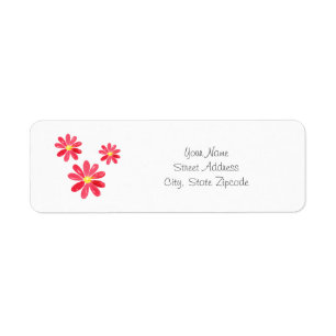 Red Watercolor Daisy 2 Trio Label