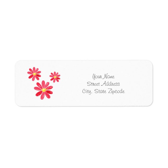 Red Watercolor Daisy 2 Trio Label (Front)