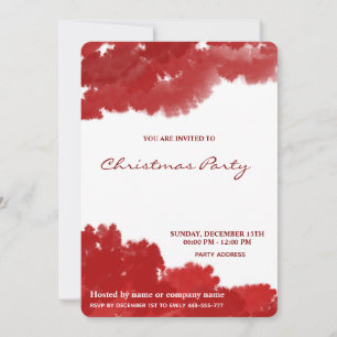 Red watercolor elegant corporate Christmas party Invitation