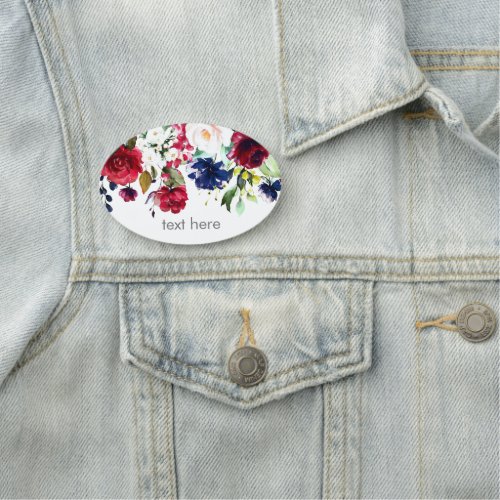 red watercolor floral Classic Name Tag