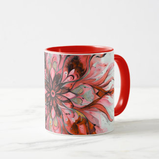 Red Watercolor Floral Mandala Mug