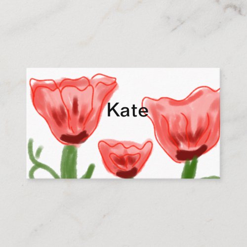 Red watercolor floral watercolor add name text thr business card